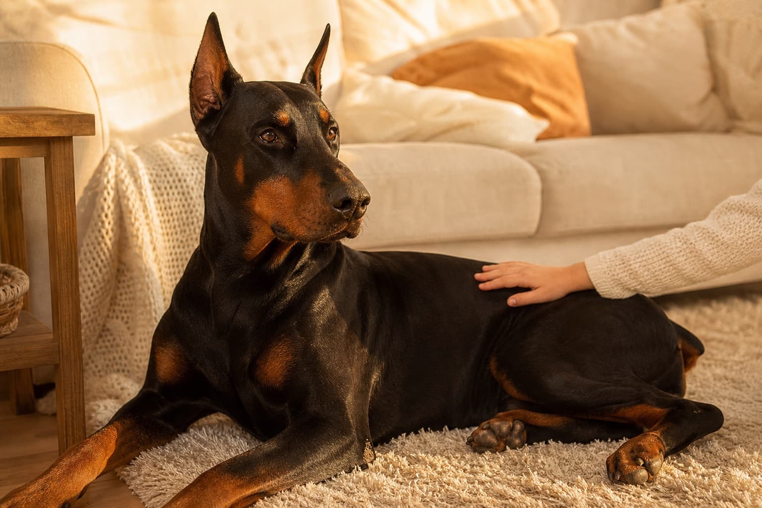 A High Point family with their grown Doberman, a year on